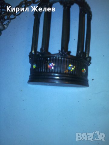 БРОНЗОВ МЕДАЛЬОН СТАТУЕТКА КАФЕЗ за ПТИЧКИ с КАМЪНИ и ВЕРИЖКА 32631, снимка 9 - Колиета, медальони, синджири - 29825557