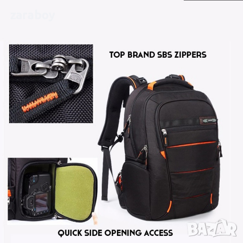 Нова раница за DSLR фотоапарат, обективи и лаптоп CAREELL C3050, снимка 4 - Чанти, стативи, аксесоари - 36559479