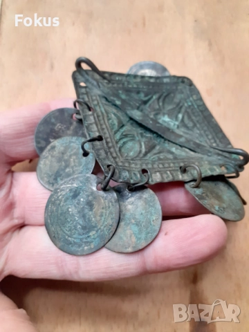 Стар възрожденски накит трепка забодка тепелък, снимка 4 - Антикварни и старинни предмети - 52041755