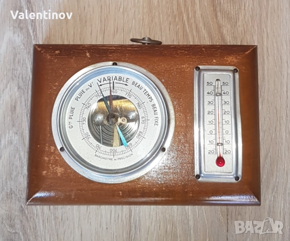 Старинен барометър плюс термометър 