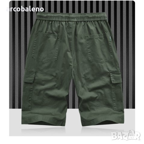 Мъжки карго къси панталони с джоб с шнур с еластична талия, 4цвята - 023, снимка 5 - Къси панталони - 40540502