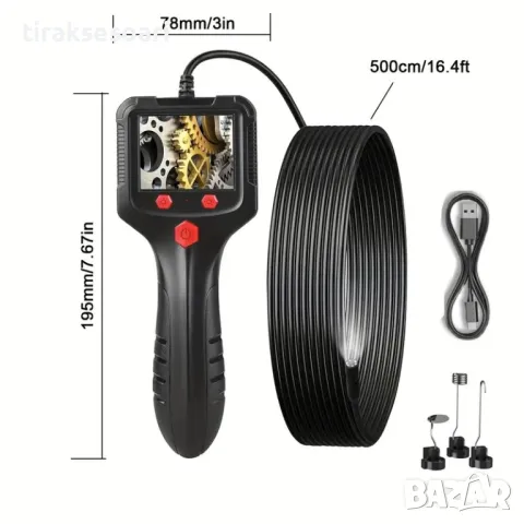 ТОП ОБЯВА Професионален ендоскоп камера с 2.4" дисплей с 5 метра кабел, снимка 5 - Аксесоари и консумативи - 47583276