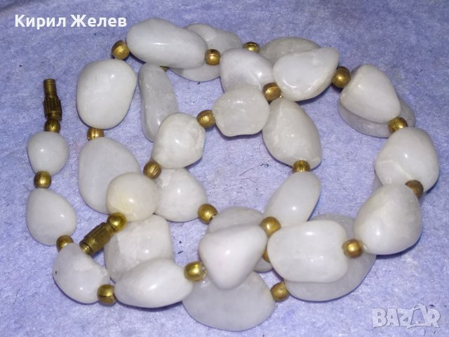 ДРАГОЦЕННА СТАРИНЕН СТИЛ ОГЪРЛИЦА КОЛИЕ НАТУРАЛЕН МЛЕЧЕН КВАРЦ и БРОНЗ 34666, снимка 5 - Колиета, медальони, синджири - 39202107