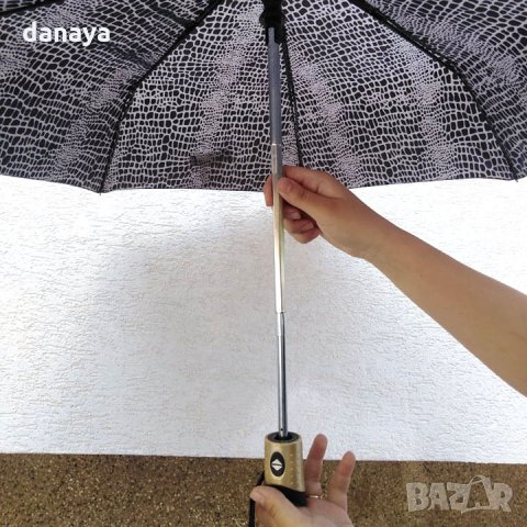 1555 Сгъваем автоматичен чадър за дъжд двоен автомат 97см диаметър, снимка 5 - Други - 29908680
