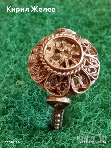 Старинен възрожденски стил сребърен пръстен филигранна изработка 52446, снимка 3 - Пръстени - 52909420