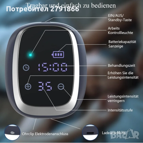 KTS 2.0 CES Microelectronic преносимо микротоково устройство за облекчаване на тревожност и безсъние, снимка 5 - Масажори - 52860303