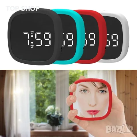 Мултифункционален Будилник,Цифров часовник, с магнит и огледало- ЧЕРНО, снимка 3 - Други - 48500074