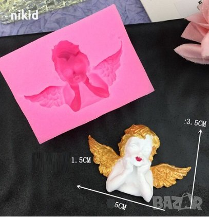 Ангел с разперени крила силиконов молд форма декорация торта фондан шоколад гипс, снимка 2 - Форми - 19418731