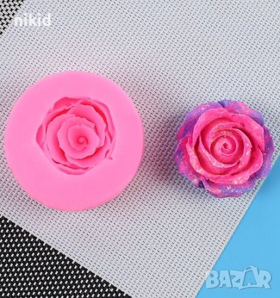 3D Едра роза на пъпка с притворени листа силиконов молд форма фондан гипс сапун свещ декор, снимка 2 - Форми - 42069387