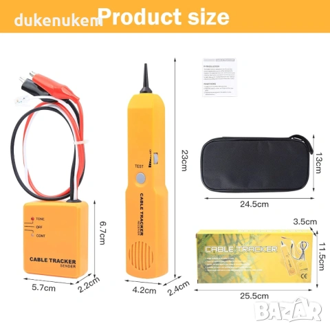 Тестер за кабели и трасета, детектор за прекъсване, генератор на тон, line finder, снимка 2 - Друга електроника - 53095957