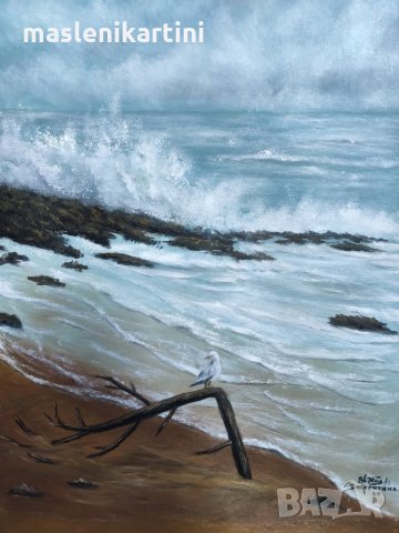 Маслена картина море и чайка , снимка 3 - Картини - 31260972