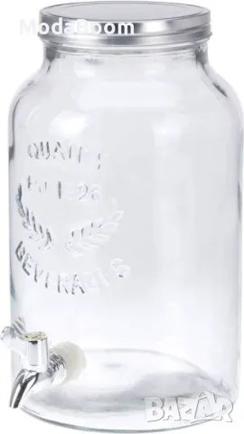 Буркан EDM с кран, прозрачен и неръждаема стомана, 5,5 литра, снимка 3 - Буркани, бутилки и капачки - 48870135