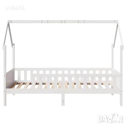 vidaXL Рамка за детско легло къща, бяла, 90x200 см, борово дърво масив, снимка 4 - Спални и легла - 56148212