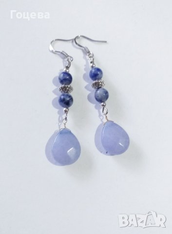 Новите ни Бохо Шик обеци с нежни камъни Аквамарин и Содалит и орнаменти в цвят Сребро , снимка 3 - Бижутерийни комплекти - 38162794