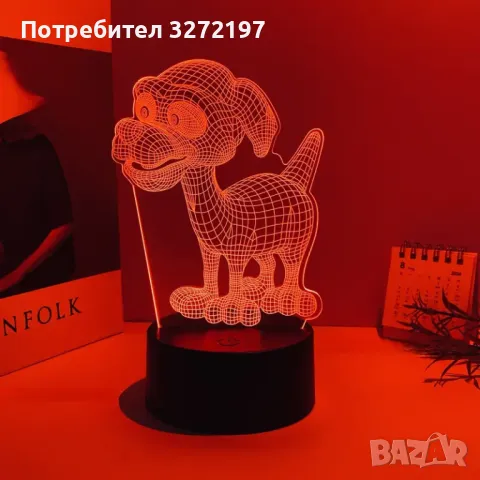 Холограмна 3D LED лампа Сладко куче,RGB Седемцветен Интелигентен Контрол,USB , снимка 2 - Настолни лампи - 49493297