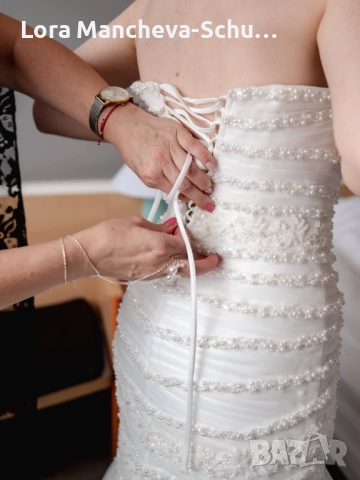 👑 ЕЛЕГАНТНА БУЛЧИНСКА РОКЛЯ ТИП РУСАЛКА – КАТО НОВА, С ПОДАРЪК КРИНОЛИН!, снимка 5 - Рокли - 52751501