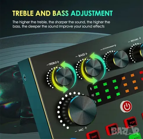 Кондензаторен студио микрофон, с пулт, професионален микроинфон за инфлуенсъри, влогъри, снимка 16 - Микрофони - 37092826