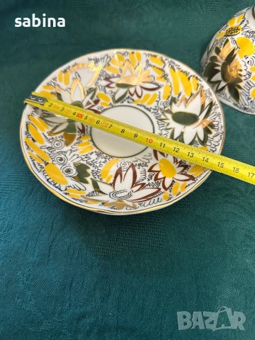 Руски порцелан - ЛФЗ “Золотые ромашки”-Златни маргаритки, снимка 6 - Колекции - 50717114