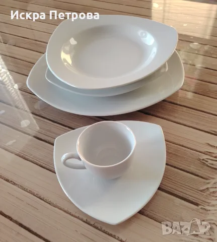 Порцеланов троен сет + чаша за кафе, снимка 3 - Чинии - 56320583
