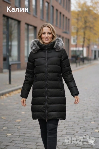 Дамско дълго яке с пух - 72,37 лв., снимка 2 - Якета - 52955230