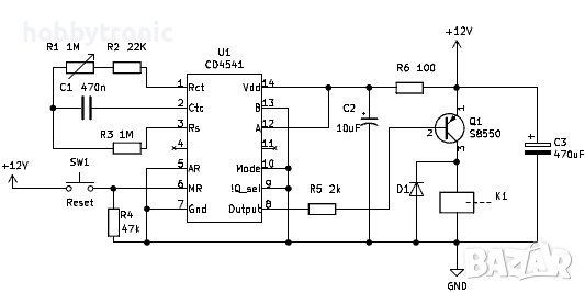 CD4541 програмируем таймер с делител на честота, снимка 2 - Друга електроника - 42363870