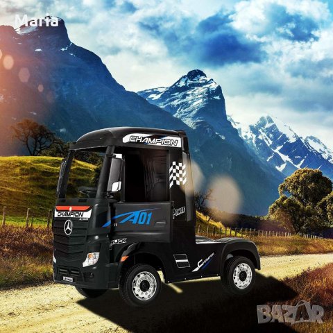 Акумулаторен КАМИОН Mercedes ACTROS Licensed 2X12V батерия с меки гуми с Кожена седалка,Металик, снимка 2 - Детски велосипеди, триколки и коли - 31642404