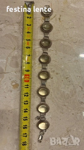 Винтидж сребърна гривна Warmet Agat с естествен халцедон , снимка 5 - Антикварни и старинни предмети - 53156549