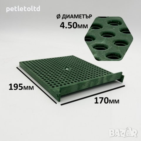 Вътрешен прашецоуловител, от пластмаса, с панта Размер: 195мм х 17мм Диаметъра на отвора: ø 4,5мм