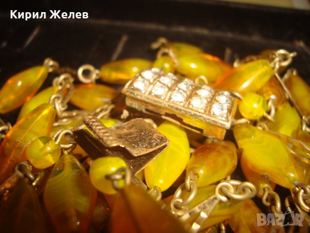 СТАРИННА АРТ ДЕКО ОГЪРЛИЦА от МУРАНО и БРОНЗ ЦВЕТНО ВЕНЕЦИАНСКО СТЪКЛО РЕТРО АРТ БИЖУ РЯДКО 24328, снимка 15 - Антикварни и старинни предмети - 33957553