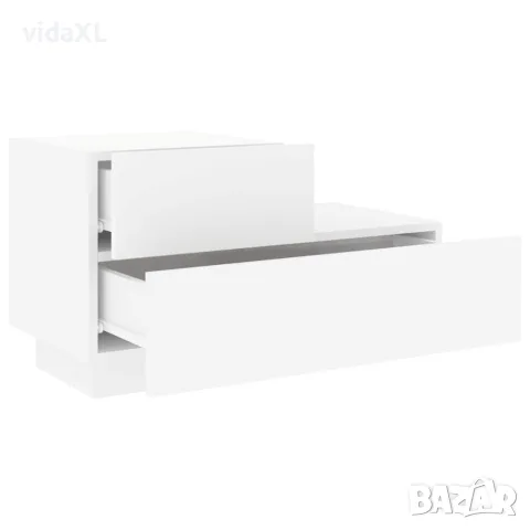 vidaXL Нощно шкафче с LED осветление, бяло, 70x36x40,5 см, снимка 6 - Шкафове - 56148121