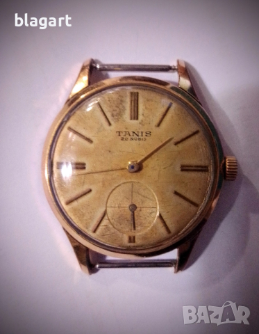 Позлатен швейцарски часовник-Tanis, снимка 1 - Антикварни и старинни предмети - 44633009