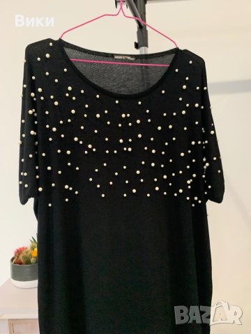 Асиметрична блуза с перли размер L/XL, снимка 7 - Блузи с дълъг ръкав и пуловери - 44259799