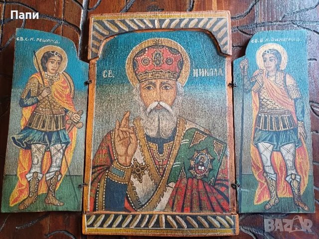 Български православен триптих, снимка 2 - Антикварни и старинни предмети - 48584126