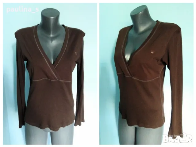  Два броя / Памучна и рипсена блуза с прекръстосано деколте / голям размер , снимка 8 - Блузи с дълъг ръкав и пуловери - 15415129