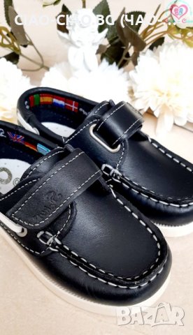 №21-№27, Бебешки мокасини за момче, тъмно сини с бял кант и велкро, снимка 4 - Бебешки обувки - 37919770