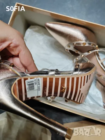 Dune 38 розово злато каишки , снимка 2 - Дамски обувки на ток - 48169359