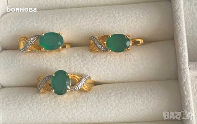 Сребърен комплект от естествен Ахат , снимка 2 - Бижутерийни комплекти - 50553533