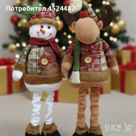 Голяма коледна играчка Елен, Снежен човек или дядо Коледа - разтягаща до 50см, снимка 2 - Декорация за дома - 52580179