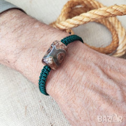 Унисекс плетена гривна с Дзи мънисто — талисман за просперитет, снимка 9 - Гривни - 40493608