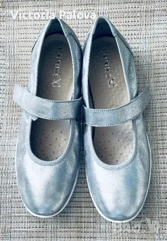 Разкошни кожени сребристи обувки  CAPRICE Германия, снимка 3 - Дамски ежедневни обувки - 50030364