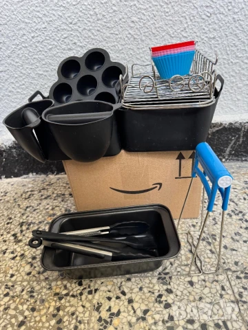 Комплект 15 в 1 Силиконови Форми за Фритюрник с Горещ Въздух, Еър Фрайър, Чашки, Форми, Тава, Щипка!, снимка 2 - Форми - 50578567