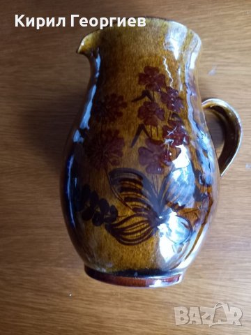 Керамична ваза с флорални мотиви , снимка 1