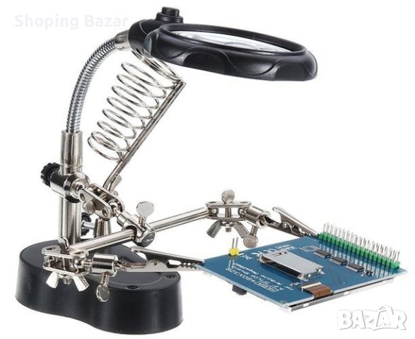 Работна станция – комплект тип “Трета ръка” с лупа и LED лампа, снимка 2 - Други инструменти - 40054305