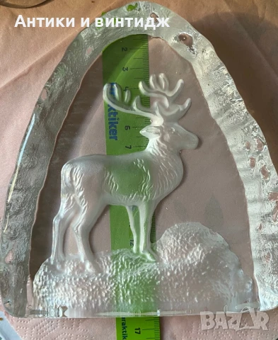 Преспапие стъклена фигурка Елен, снимка 2 - Статуетки - 50693112