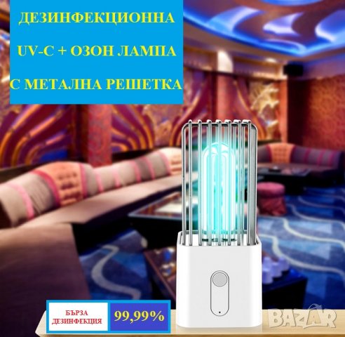 ДЕЗИНФЕКЦИОННА UV-C + Озон Лампа с Метална Решетка - Разпродажба със 70% Намаление, снимка 9 - Овлажнители и пречистватели за въздух - 29399370
