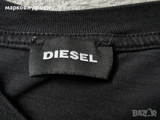 Diesel Mens T-Diego-Long B-R T-Shirt in Black L, снимка 7 - Тениски - 53065921