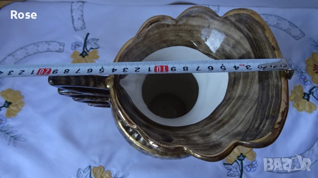 Винтидж керамична ваза, ръчно рисувана от H. Bequet Quaregnon, снимка 13 - Вази - 52650228