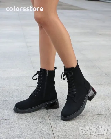 Равни боти - черен велур - BMG10, снимка 2 - Дамски боти - 48591057