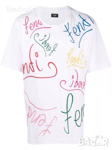 FENDI x Noel Fielding Embroidered Logo Мъжка Тениска size M и XXL, снимка 2 - Тениски - 37829495