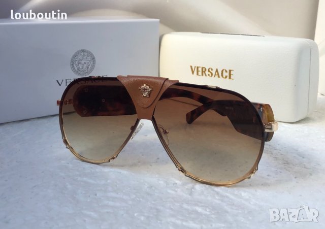 Versace 2020 унисекс слънчеви очила с кожа дамски,мъжки слънчеви очила, снимка 7 - Слънчеви и диоптрични очила - 30678420